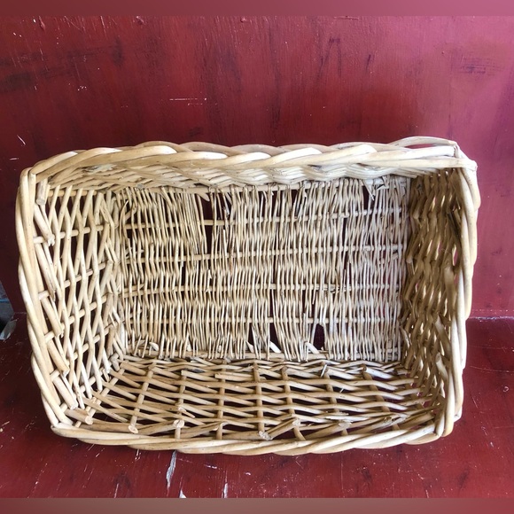 9669 VTG Heavy Woven Towel quilt throw Storage Basket Pet Bed Tan Rectangle - Picture 9 of 14